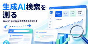 Search Consoleで生成AI検索の表示データを確認し改善点を見つけるイメージ