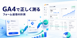 GA4とGoogleタグマネージャーでフォーム送信の成功を計測し確認するイメージ