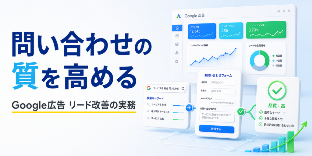 Google広告で有効な問い合わせを増やすリード品質改善の解説イメージ